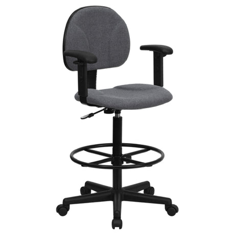 Flash Furniture BT-659-GRY-ARMS-GG Ergonomic Swivel Drafting Stool 38-1/4" To 42-3/4" Adjustable Height