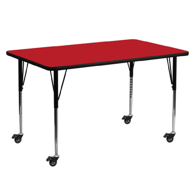 Flash Furniture XU-A3072-REC-RED-H-A-CAS-GG Activity Table 72"W X 30"D X 22-5/8" To 30-1/2" Adjustable Height