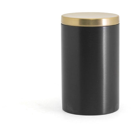 FOH RJR030BKS23 Round Stainless Jar With Lid Matte Black With Matte Brass Lid