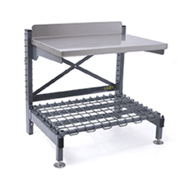 Eagle Q2436V36-WS Q-LEVER Worktable With Storage Shelf Includes: 36"W X 24"D 14/304 Stainless Steel Table Top With 4-1/2"H Backsplash