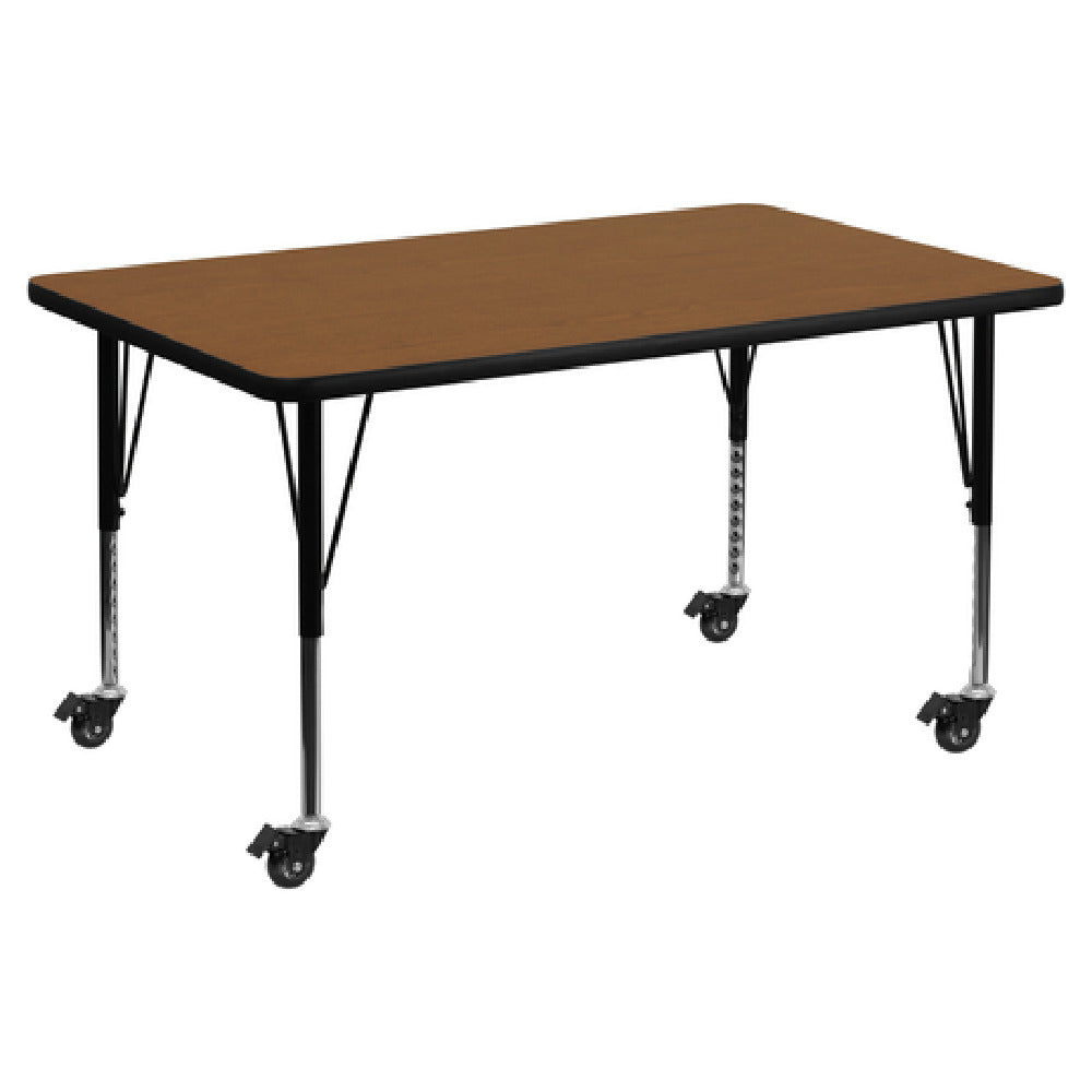 Flash Furniture XU-A3048-REC-OAK-H-P-CAS-GG Activity Table 48"W X 30"D X 17-1/2" To 25-1/2" Adjustable Height