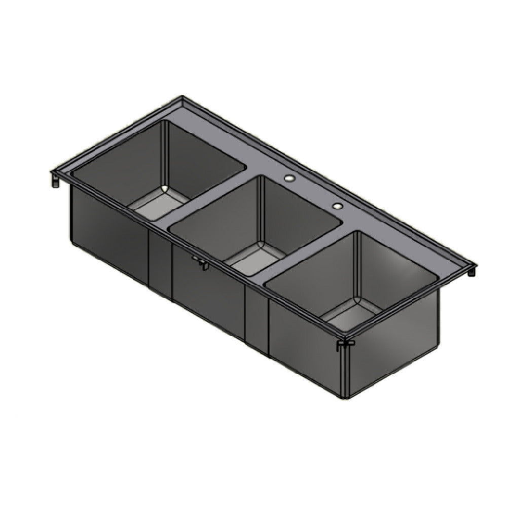 Winholt WS3T-DIS-ME-2016-12DP - Drop-in Sink, Three Compartment, 56"W X 25"D Overall Sink Dimensions