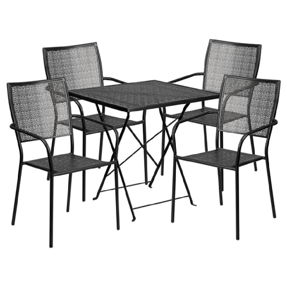 Flash Furniture CO-28SQF-02CHR4-BK-GG Patio Table Set Includes (1) Folding Table: 28"W X 28"D X 28-1/4"H