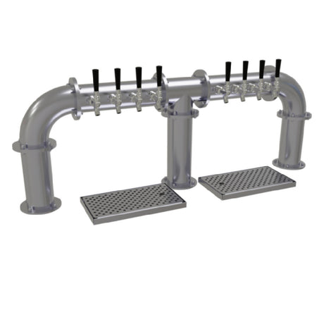 Glastender PB-8-SS Pipe Bridge Draft Dispensing Tower Countertop (8) Stainless Steel Faucets (handles Not Included)