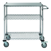 Hubert 93978 - HUBERT® 3-Tier Wire Cart With Stainless Steel Top, Chrome, 36"L X 24"W X 39 1/2"H