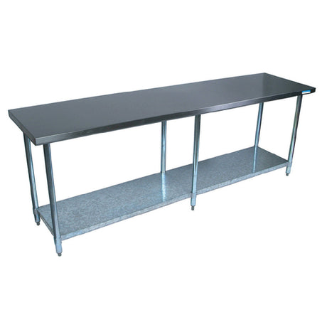 BK Resources QVT-8424 Work Table 84"W X 24"D X 34-3/4" H 14/304 Stainless Steel Top Reinforced With (2) 2" Rectangular Steel Tubing