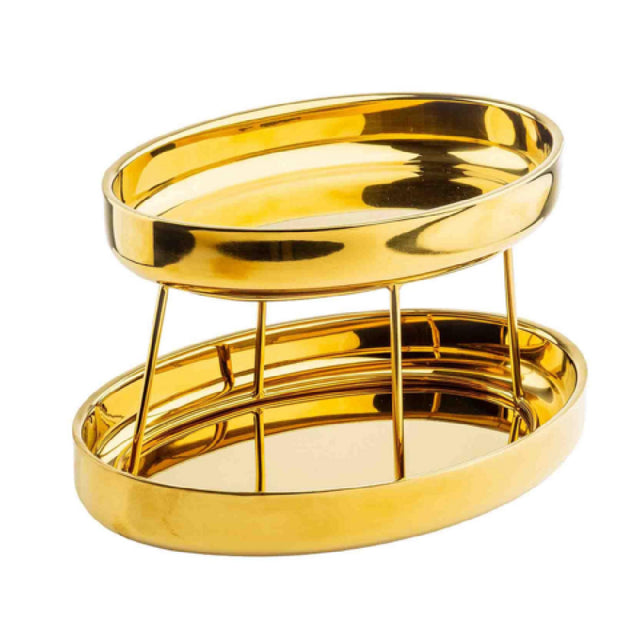TableCraft Products 13452 - Two-Tiered Seafood Tower, 14-1/4"W X 9"D X 9-1/2"H, Gold Mirror