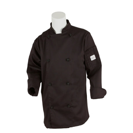 Mercer Culinary M61040BKXS Genesis Women's Chef Jacket (8) Cloth Knot Buttons Utility Shoulder Pocket