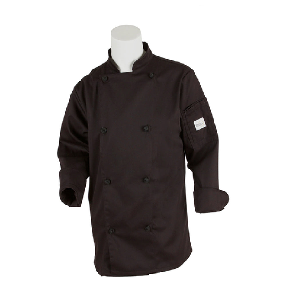 Mercer Culinary M61040BKS Genesis Women's Chef Jacket (8) Cloth Knot Buttons Utility Shoulder Pocket