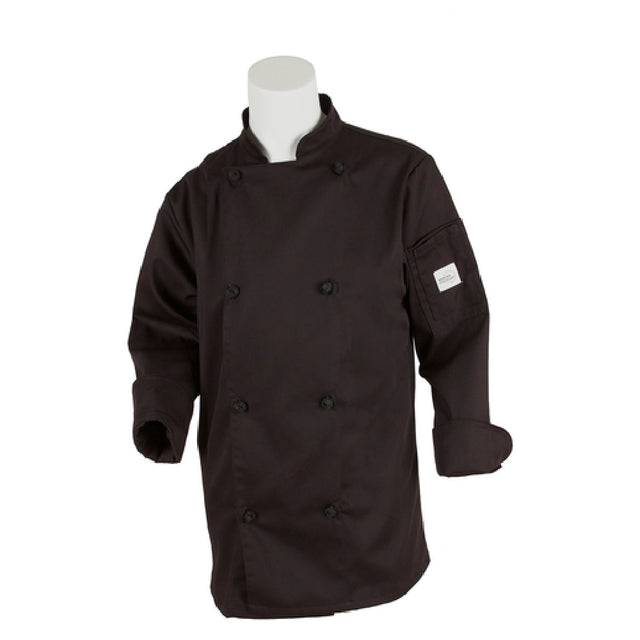 Mercer Culinary M61040BKM Genesis Women's Chef Jacket (8) Cloth Knot Buttons Utility Shoulder Pocket