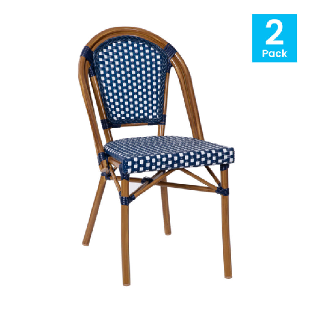 Flash Furniture 2-SDA-AD642001-NVYWH-NAT-GG Bordeaux Stacking French Chair 400 Lb. Weight Capacity