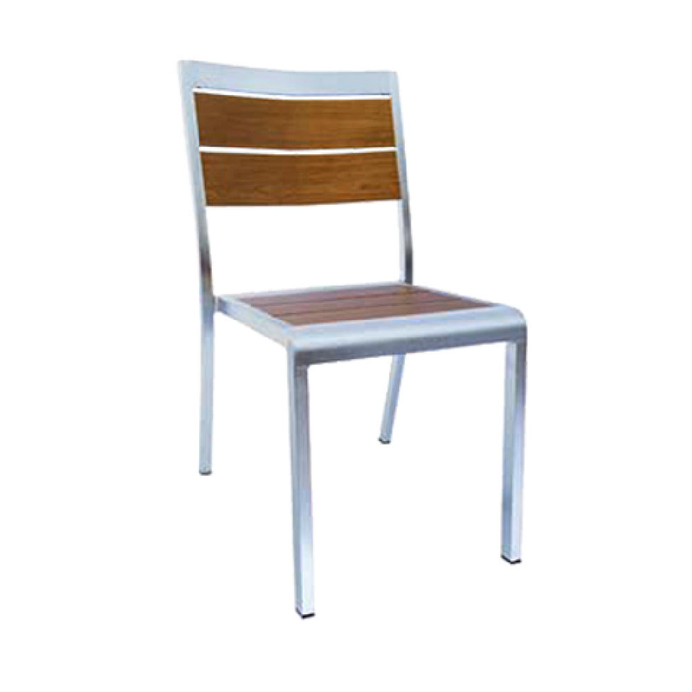 Emuamericas Llc AB1020 Sid Stacking Side Chair Indoor/outdoor Wood-look Aluminum Slat Back And Seat