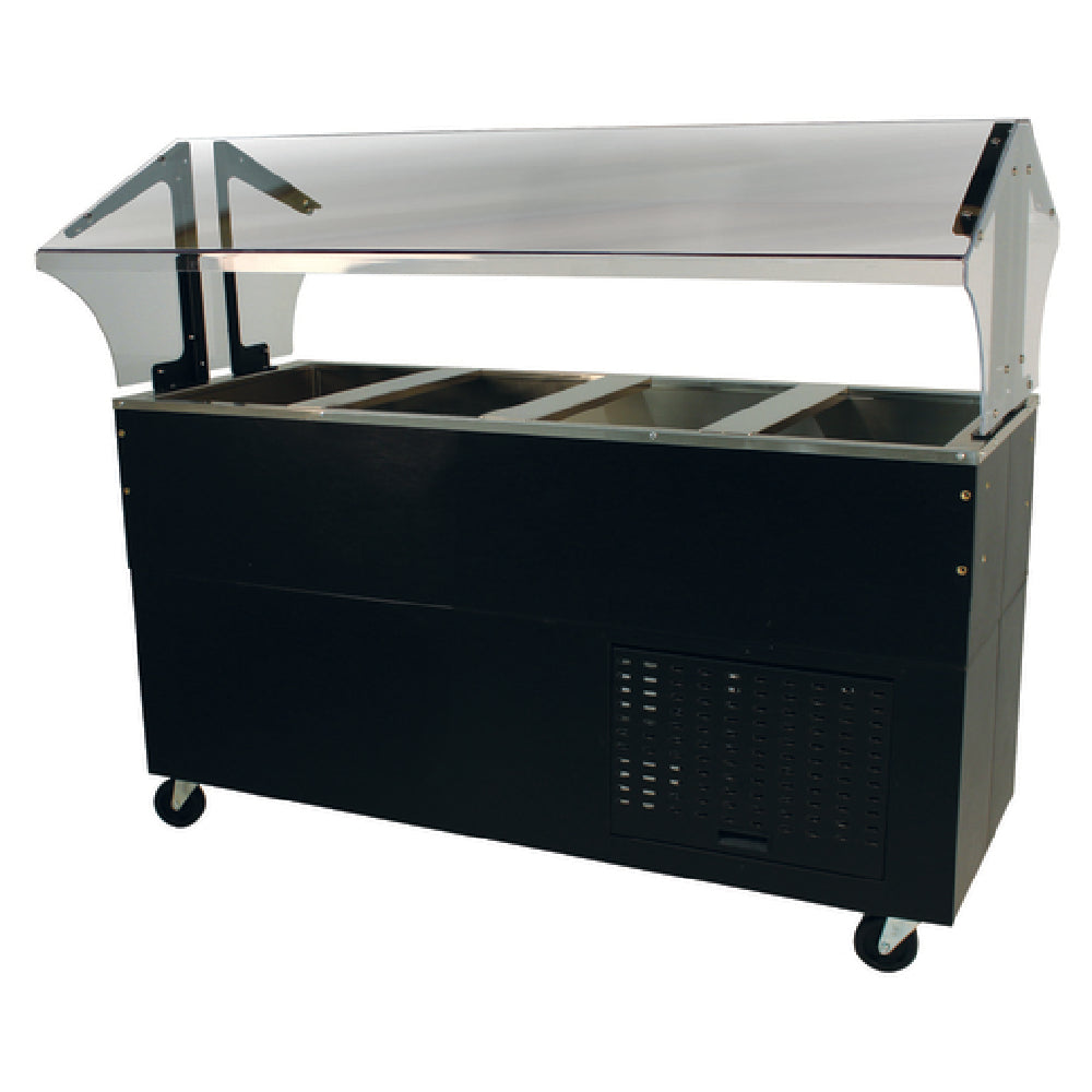 Advance Tabco BMACP4-B-SB Serving Counter With Mechanically Assisted Cold Pan Includes: Double Sided Sneeze Guard