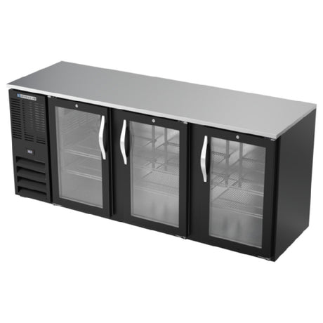 Beverage Air BBN78HC-G-B - Refrigerated Back Bar Storage Cabinet, Three-section, 78"W X 26-3/8"D X 34"H