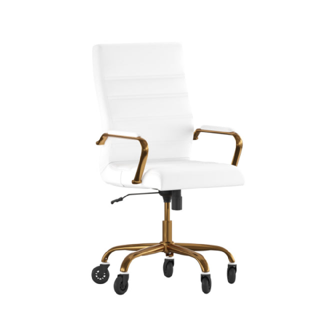 Flash Furniture GO-2286H-WH-GLD-RLB-GG Whiteney Executive Swivel Office Chair 39-1/4" To 43" Adjustable Height