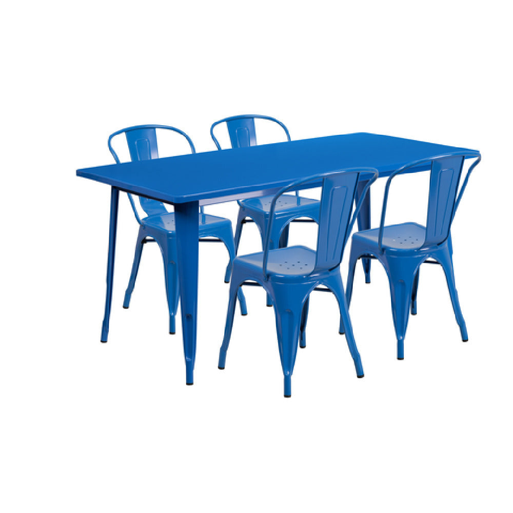 Flash Furniture ET-CT005-4-30-BL-GG Table And Chair Set Includes (1) 63"W X 31-1/2"D X 29-1/2"H Table