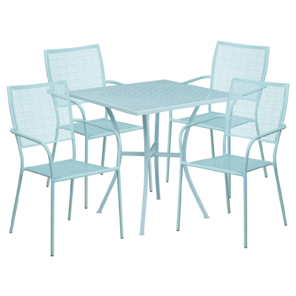 Flash Furniture CO-28SQ-02CHR4-SKY-GG Patio Table Set Includes (1) Table: 28"W X 28"D X 28-1/4"H