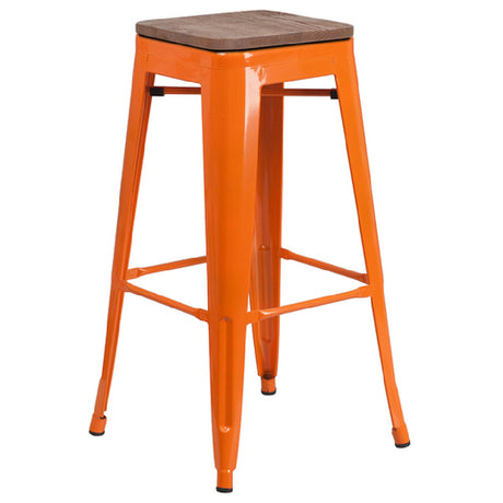 Flash Furniture CH-31320-30-OR-WD-GG Bar Stool 500 Lb. Weight Capacity Backless