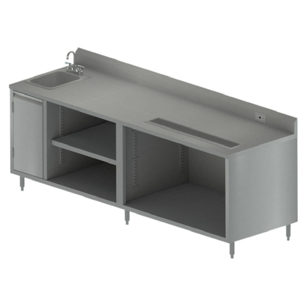 BK Resources BEVT-3096L Beverage Table 96"W X 30"D 14" X 10" Sink On Left With BKF-4DM-3G-G Gooseneck Faucet