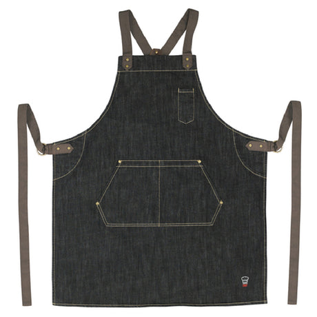 Winco BADN-3126 Downtown Bib Apron 31-3/4”L X 26-3/4”W With (2) Regular Pockets And (1) Pen Pocket