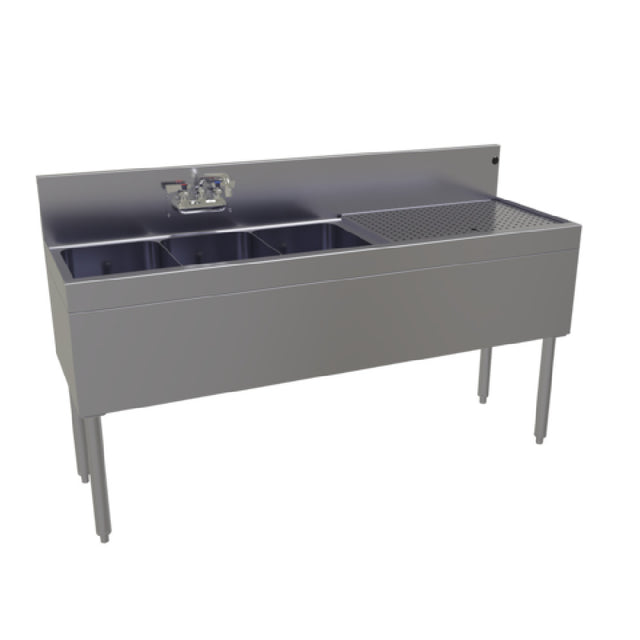 Glastender TSA-60L-S Underbar Sink Unit Three Compartment 60"W X 19"D