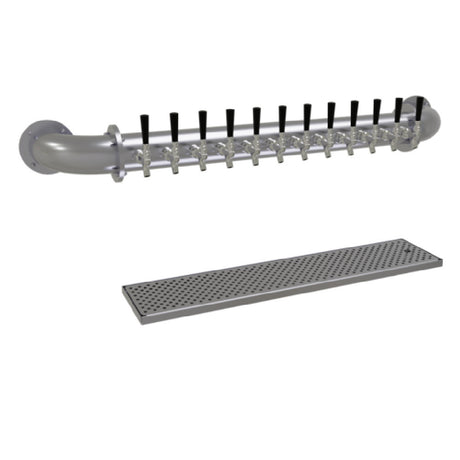 Glastender PW-12-SS Pipe Wall Draft Dispensing Tower Wall Mount (12) Stainless Steel Faucets (handles Not Included)
