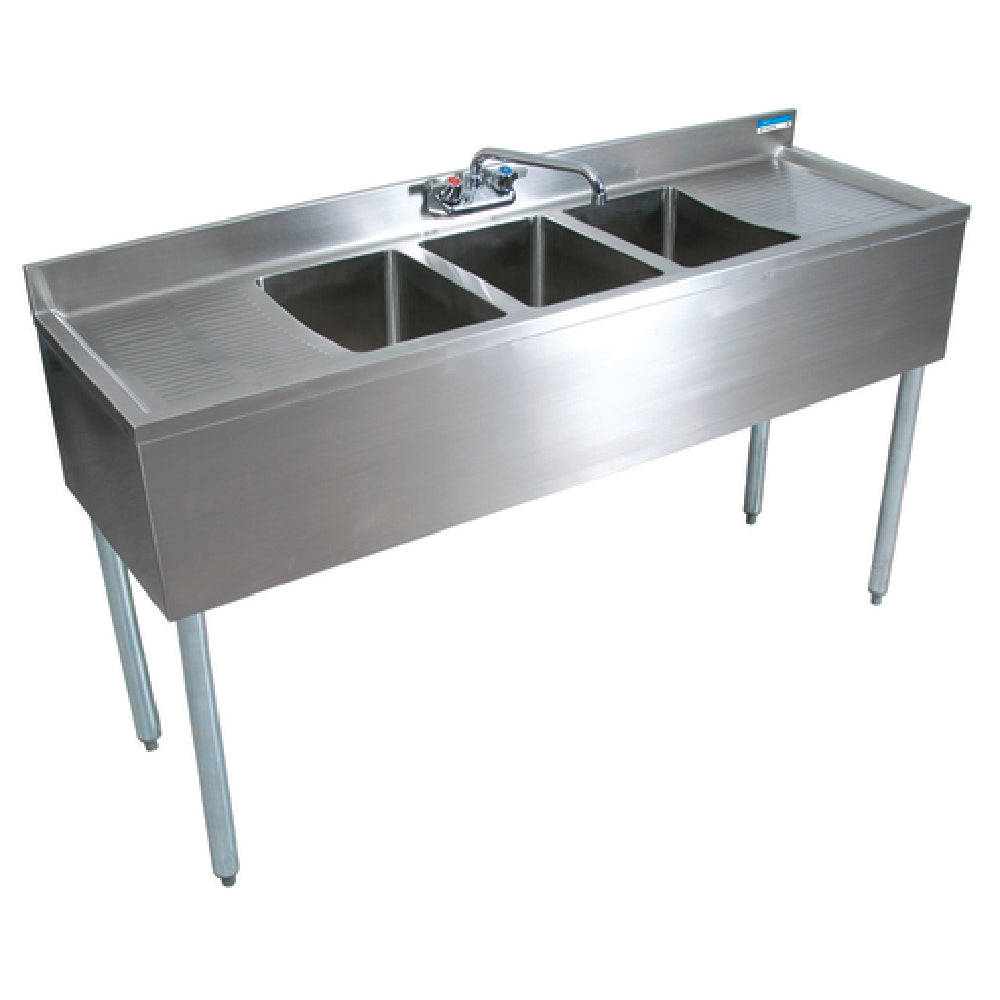 BK Resources UB4-21-360TS Underbar Sink Three Compartment 60”W X 21-1/4"D X 32-1/2"H Overall Size