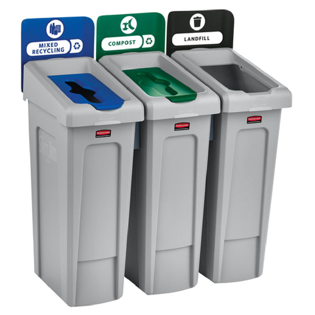 Rubbermaid 2007918 - Slim Jim® Recycling Station, 69 Gallon, 3 Stream