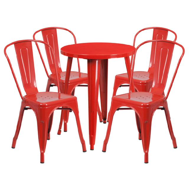 Flash Furniture CH-51080TH-4-18CAFE-RED-GG Table And Chair Set Includes (1) 24" Dia. X 29"H Table