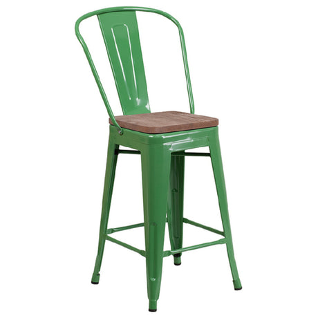 Flash Furniture CH-31320-24GB-GN-WD-GG Bar Stool 500 Lb. Weight Capacity Counter Height