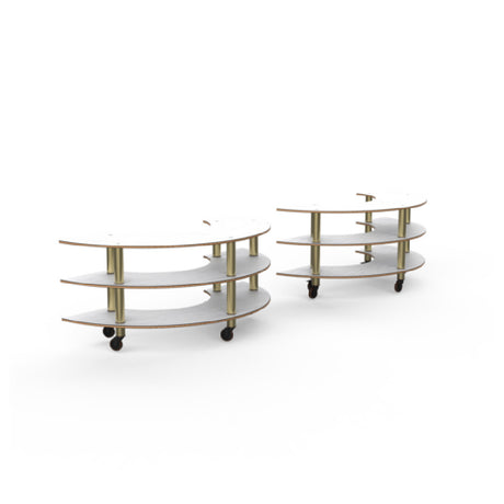 Steelite MGCMSA04CBXW - Modular W Station White Carrera Brushed Brass On Casters