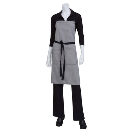 Chef Works AB037-BLK-0 Portland Bib Apron 34"L X 30"W Contrast Tape Ties