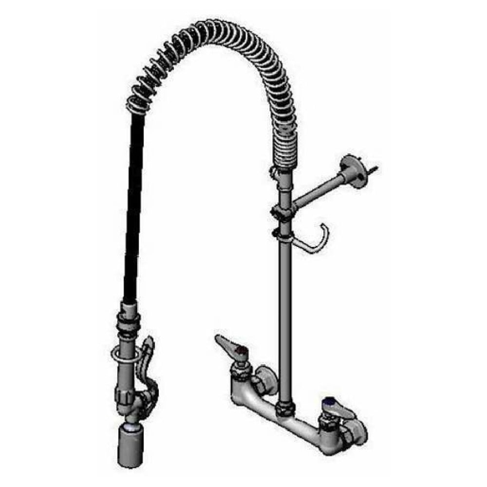 T&S Brass B-0133-CR-BJ-SK EasyInstall Pre-Rinse Unit 8" Wall Mount Quarter-turn Cerama Cartridges With Check Valves