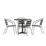 Flash Furniture TLH-ALUM-32SQ-017BK4-GG Lila Table & Seat Set 31-1/2" X 31-1/2" Square Metal Table