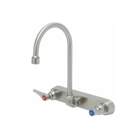 T&S Brass S-1147 EverSteel 8" Stainless Steel Workboard Mixing Faucet With 5 3/4" Stainless Steel Swivel Gooseneck With 2.2 GPM Stainless Steel Aerator