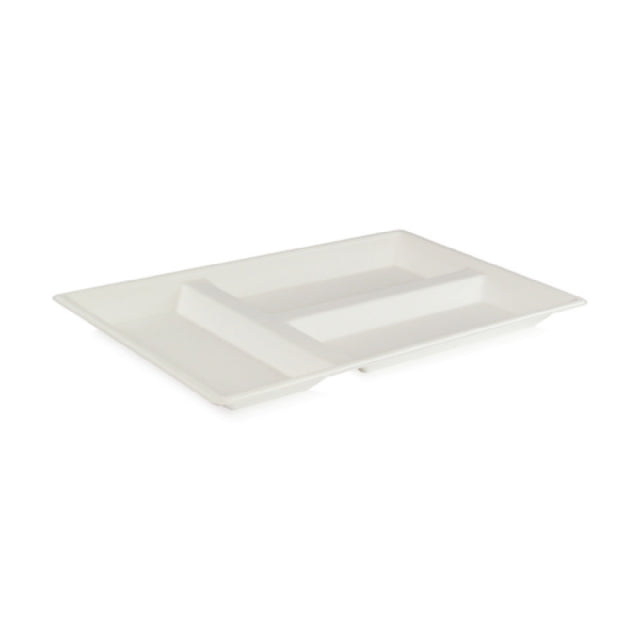 PacknWood 210ECOD4029F - Eco-Design Sugarcane Compartment Tray (No Added PFAs): 15.87" L X 10.75" W X 1.1" H