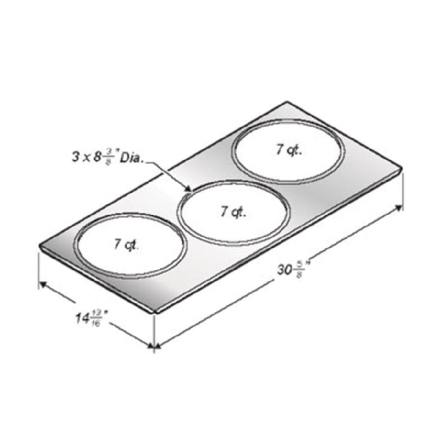 Wells 22589 Adapter Top To Convert 12" X 27" SMPT-27 Warmer To Hold (3) 7 Quart Insets