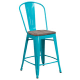 Flash Furniture ET-3534-24-CB-WD-GG Bar Stool 500 Lb. Weight Capacity Counter Height