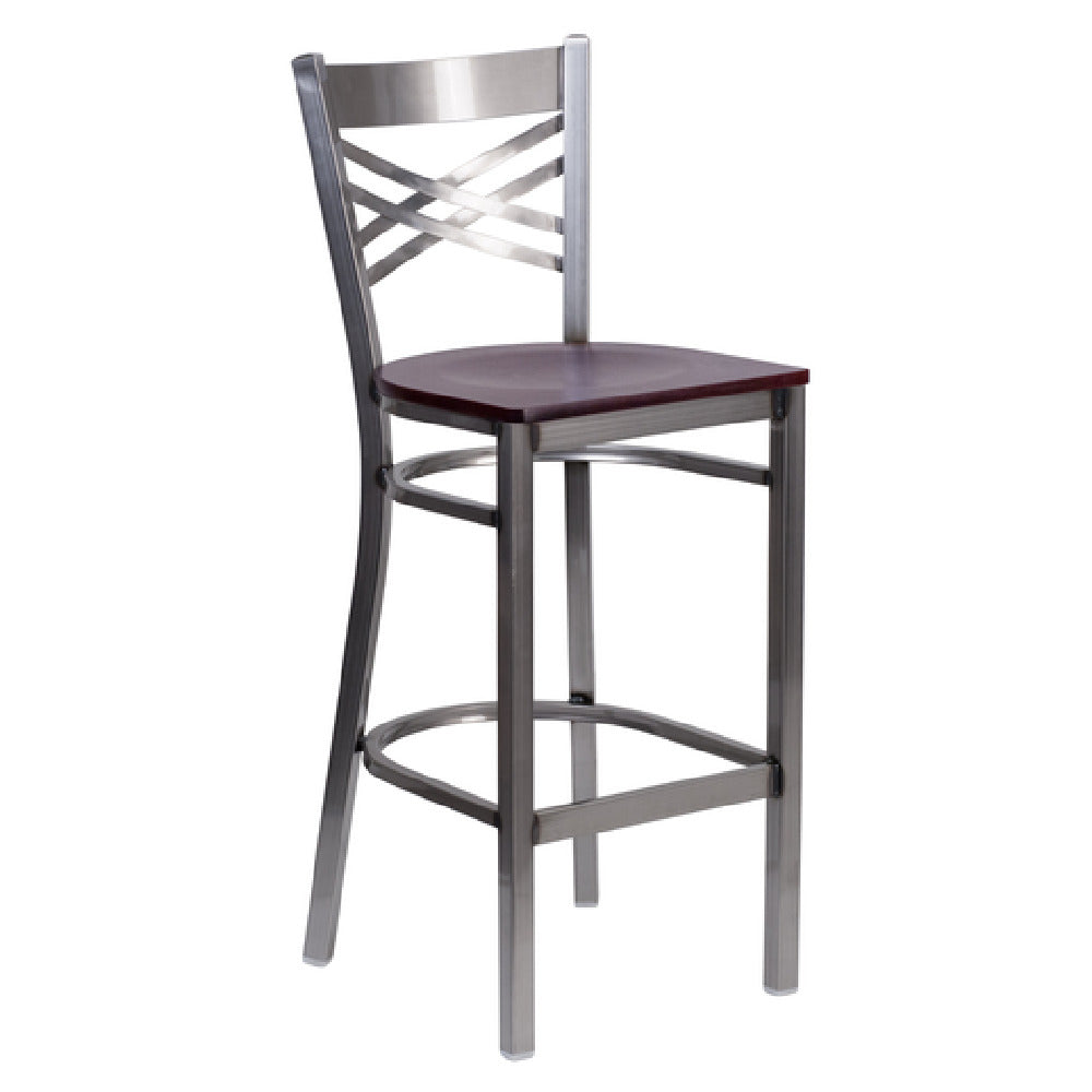 Flash Furniture XU-6F8B-CLR-BAR-MAHW-GG Hercules Series Restaurant Bar Stool Metal X Back