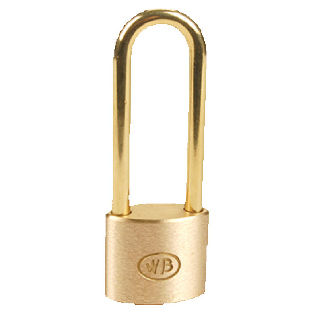 Franklin Machine Products 134-1117 Long Shackle Brass Padlock 1-1/2" Padlock Includes (2) Keys