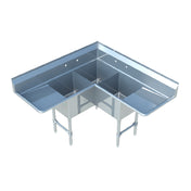 Sapphire Manufacturing SMCS-3-2020D Corner Sink 3-compartment 63" Corner-to-edge