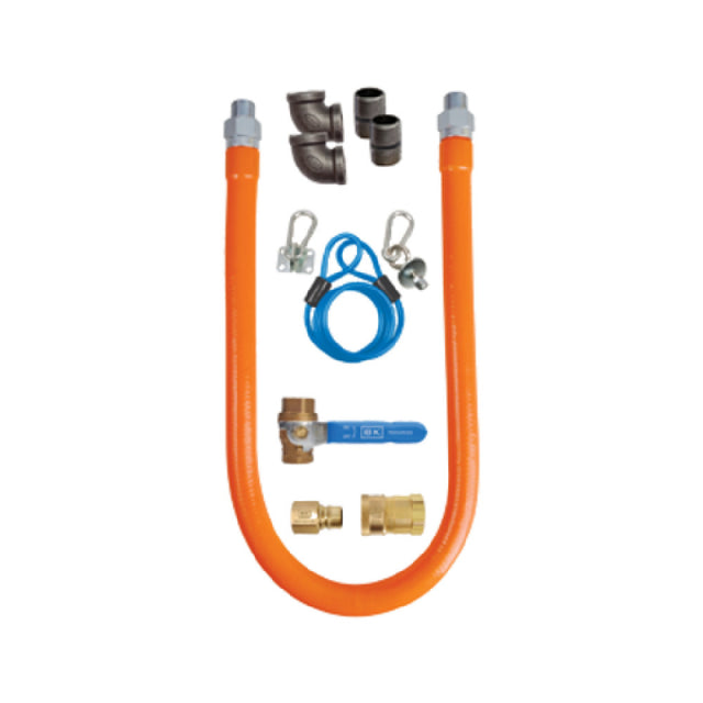 BK Resources BKG-GHC-10072-SCK9 Gas Hose Connection Kit # 9 Includes 72" Long X 1" I.D. Stainless Steel Hose With Radial Wrap & Protective Translucent Coating