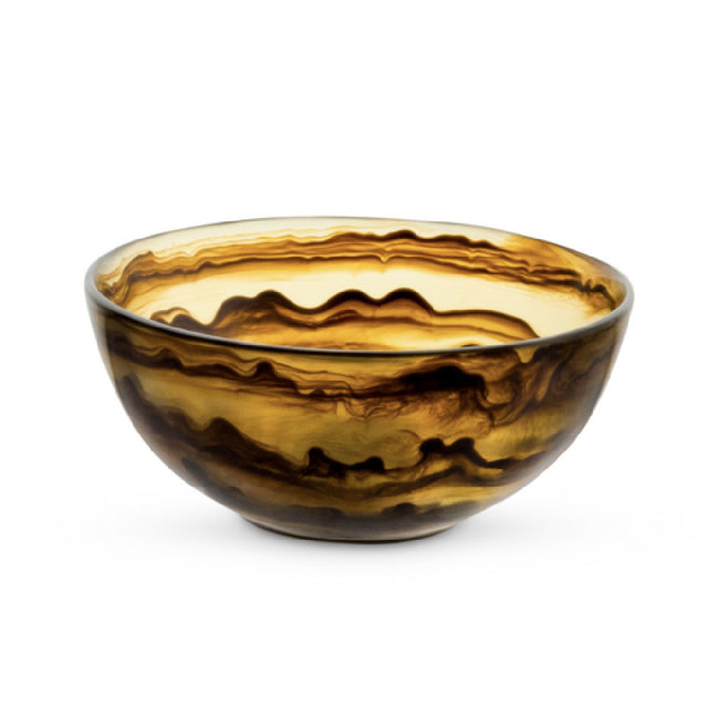 Bon Chef 59028-UMBER Round Resin Bowl 6" Dia X 2.7" Translucent Swirl Polished Finish