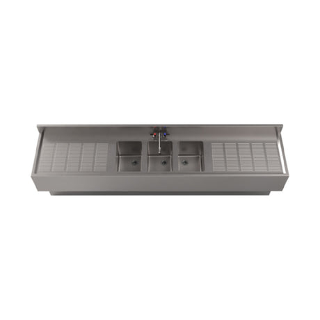 BK Resources UBB-21-396TS - Underbar Sink, Three Compartment, 96”W X 21-1/4"D X 33-1/2"H Overall Size