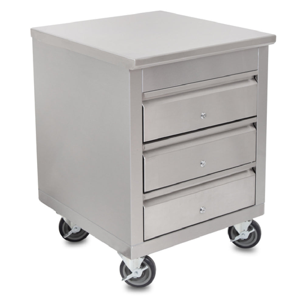 John Boos 4CD4-2724-C Mobile Drawer Cabinet 24"W X 26-1/2"D X 33-3/4"H 14/300 Stainless Steel Flat Top