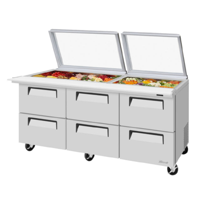 Turbo Air TST-72SD-30-D6-N-GL Super Deluxe Sandwich/Salad Mega Top Unit With Glass Lid