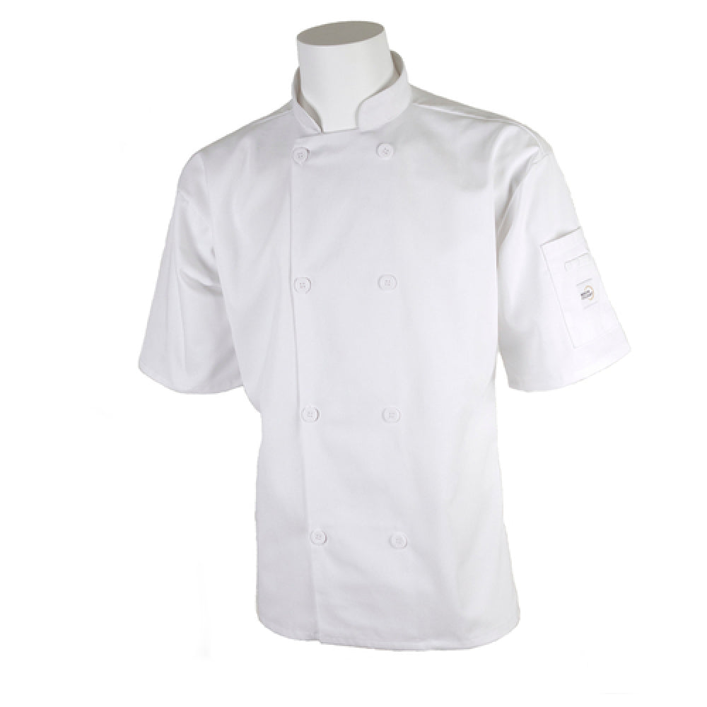 Mercer Culinary M60013WH4X Millennia® Unisex Jacket Short Sleeve (8) Traditional Buttons