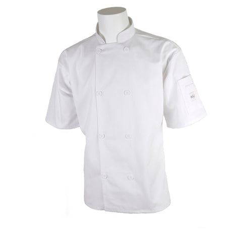 Mercer Culinary M60013WHS Millennia® Unisex Jacket Short Sleeve (8) Traditional Buttons