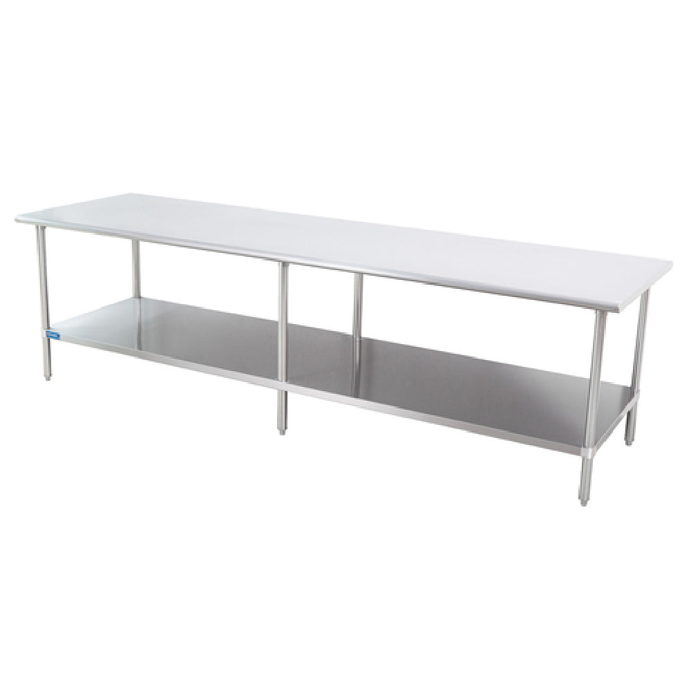 Sapphire Manufacturing SMT-30108G Work Table 108"W X 30"D 18/400 Stainless Steel Reinforced Top