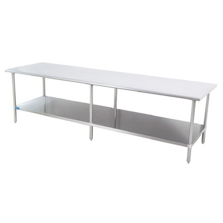 Sapphire Manufacturing SMT-30108G Work Table 108"W X 30"D 18/400 Stainless Steel Reinforced Top